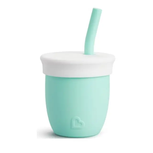 Munchkin C'est Silicone! Cup Βρεφικό Ποτήρι με Καλαμάκι Μέντα 118ml