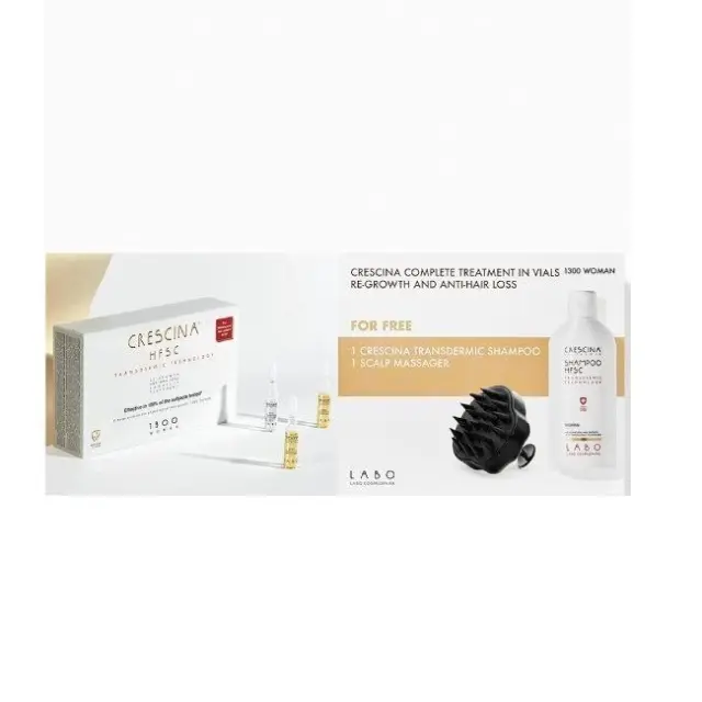 Crescina Promo Transdermic HFSC Complete Γυναίκα 1300 - Severe Hair Loss 20×3,5ml & Transdermic Σαμπουάν 200ml & Συσκευή Μασάζ του Τριχωτού