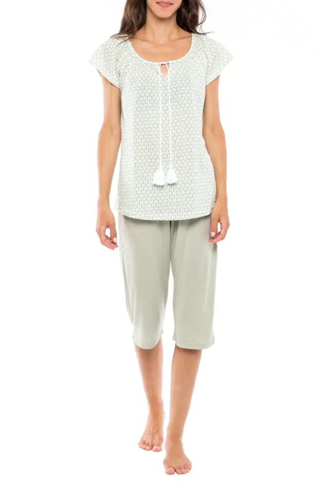 S1120 - Type - PYJAMA CAPRI GREEN GEOMETRIC - M