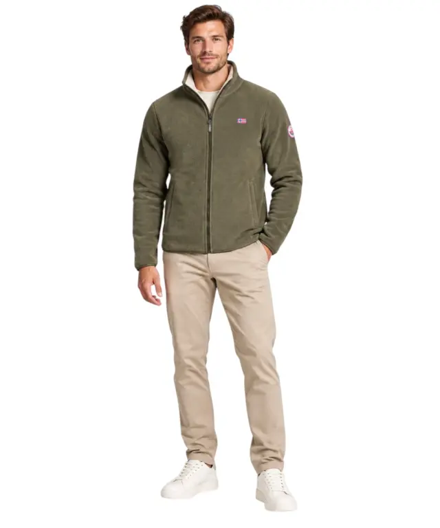 Norway Nautical School - Ανδρική Ζακέτα Φούτερ Fleece 869520-ARMY Χακί 2