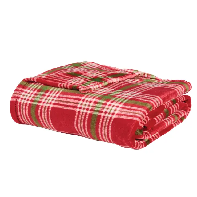 Κουβέρτα Καναπέ 130x170 330gsm Fleece Das Home 1361 Red-Green 100% Πολυέστερ 2