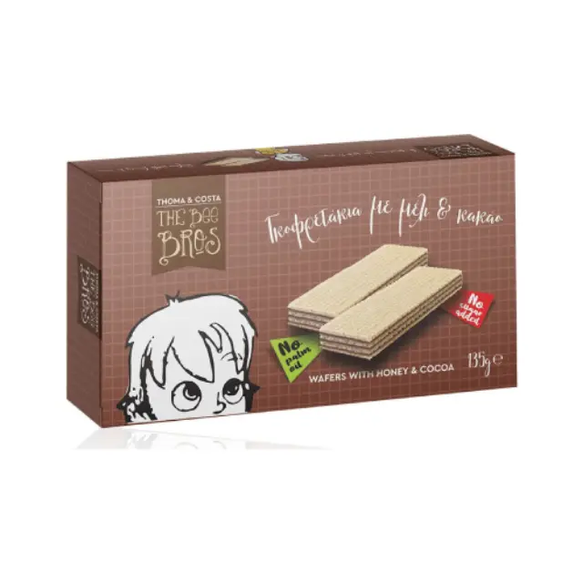 Stayia Farm The Bee Bros Wafers with Honey & Cocoa Γκοφρετάκια με Γεύση Μέλι - Κακάο Χωρίς Ζάχαρη για 12+ μηνών, 135gr