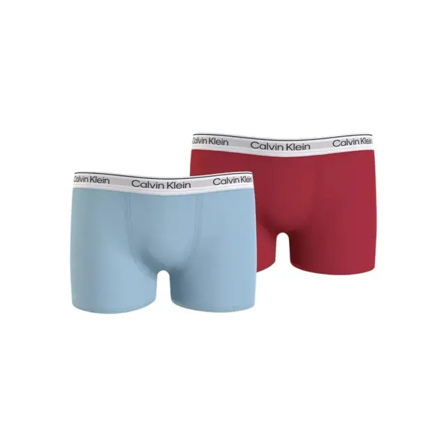 Calvin Klein Παιδικό Boxer Αγόρι Modern Cotton - Διπλό Πακέτο, Χρώμα Powdersky-Medievalred - 6-7 Y