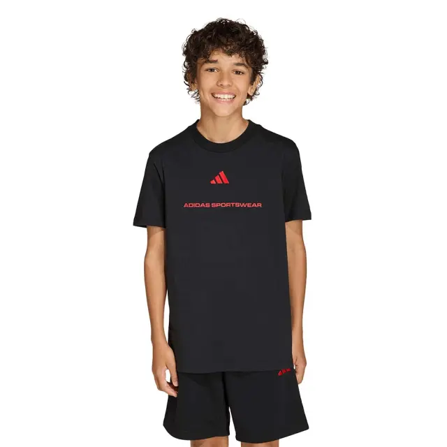 adidas Sportswear Boy's Slogan Single Jersey Tee Μαύρο KG5188 (adidas Sportswear) - 128