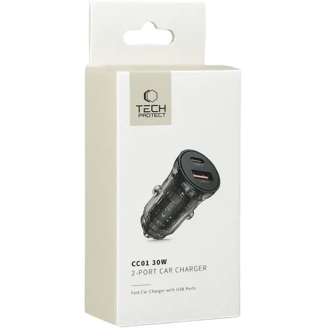 Tech-Protect® CC01 Φορτιστής Αυτοκινήτου για 1xUSB-C και 1xUSB-A 30W- Black 3