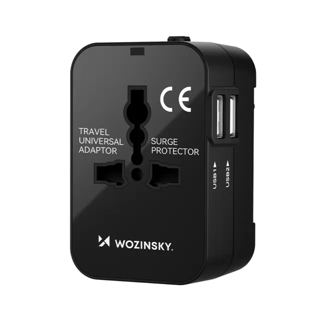 Wozinsky WUTWC αντάπτορας ταξιδίου γενικής χρήσης 24W EU / US / AUS / UK / 2x USB-A - μαύρο