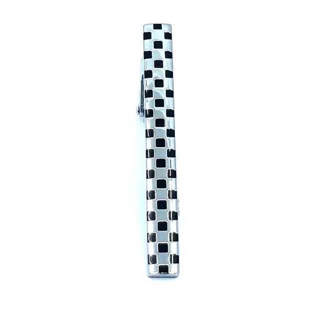 Ασημί Μαύρο Κλιπ Γραβάτας 5,5 cm με Σμάλτο – LGTC/5.5-05 3