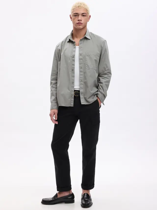 Γκρι Relaxed Twill Πουκάμισο pilot grey