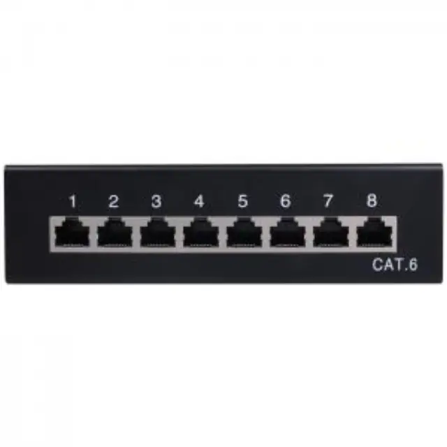 Patch panel κατηγορίας CAT 6 STP, 8 θυρών σε μαύρο χρώμα. 2