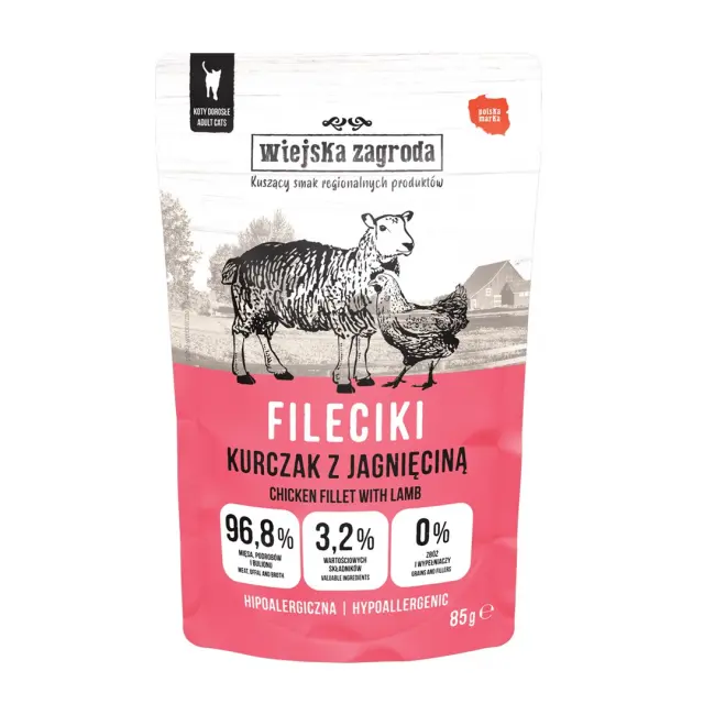 WIEJSKA ZAGRODA Chicken Fillets with Lamb &ndash; wet food for cats &ndash; 85g
