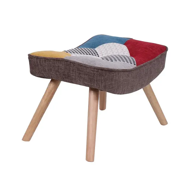 Σκαμπό MARON Patchwork Ύφασμα 52x38x35cm