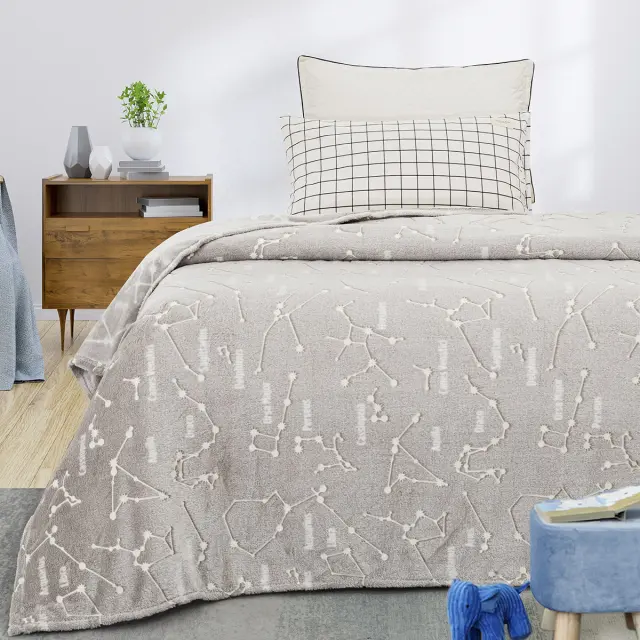 Κουβέρτα 160x220 Μονή Flash-Fleece Beauty Home 6252 Γκρι 100% Πολυέστερ
