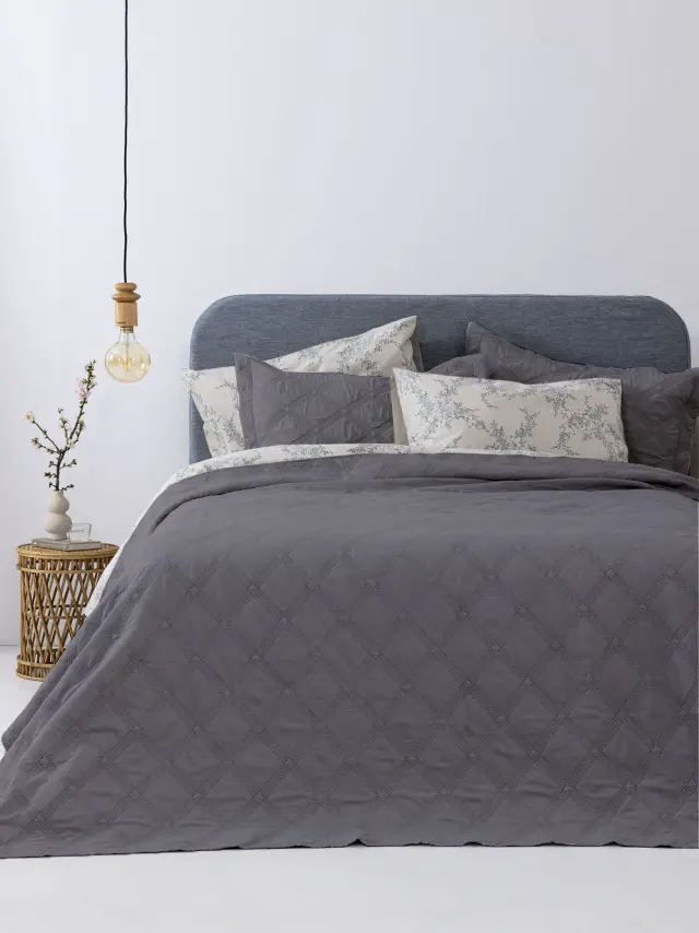 Σετ Κουβερλί 220x240 Υπέρδιπλο Palamaiki Ifigeneia 100% Microfiber- Grey