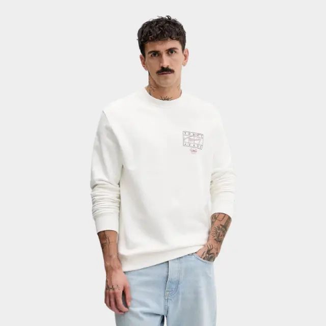 Tommy Hilfiger - Ανδρικό Φούτερ Tjm Entry Dna Play Regular Fit DM0DM22366-YBL Λευκό - 3XL