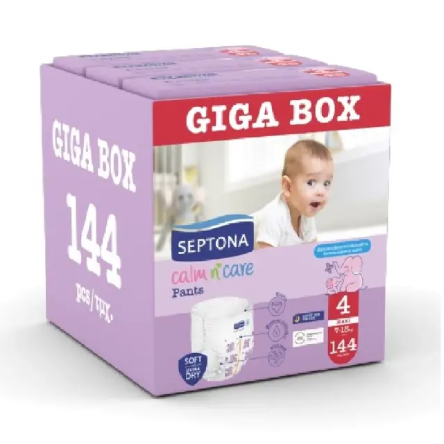 Septona πανα βρακακι giga box maxi pants no4 7-13kg (3x48τμχ) 144 πανες βρακακι