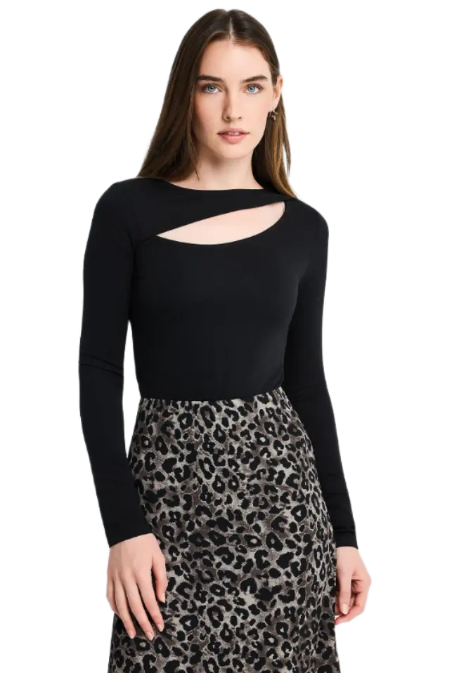 FunkyBuddha γυναικείο μακρυμάνικο rib κορμακι με cut out FBL014-108-17-1