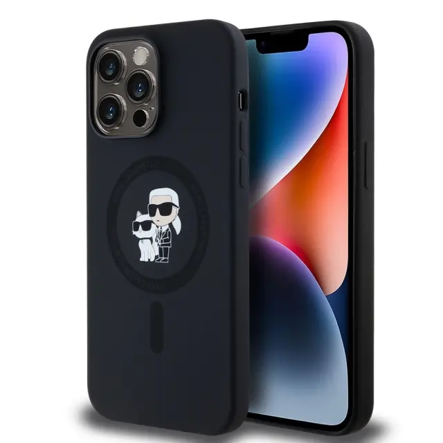Karl Lagerfeld Θήκη Liquid Silicone Karl and Choupette MagSafe iPhone 14 Pro Max Black
