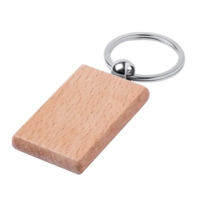 Ξυλινο Μπρελόκ Κλειδιών με Κρίκο - 59x30x8mm - 3τεμ