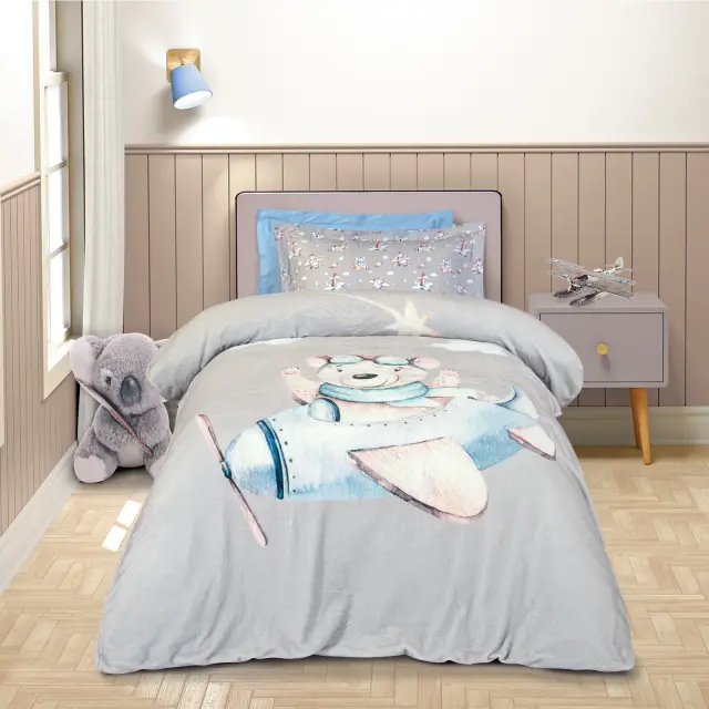 Κουβέρτα χειμωνιάτικη Μονή 160x220 Grey - Blue 8851 Greenwich Polo Club