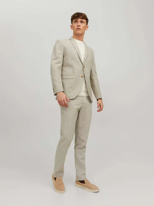 JPRRIVIERA LINEN BLAZER SLIM FIT SN Petrified Oak 2