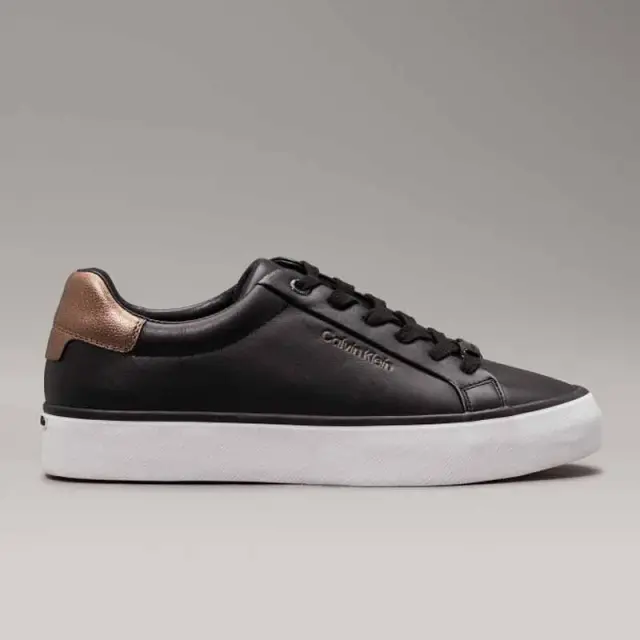 Calvin Klein - Δερμάτινα Γυναικεία Sneakers HW0HW02104-0GL Μαύρο Μπρονζέ - 36