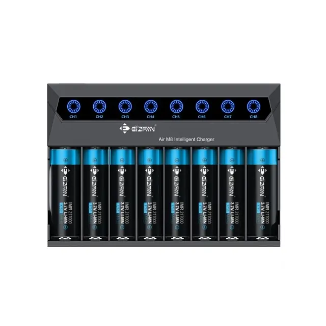 Φορτιστής Μπαταριών EiZfan Air M8 Intelligent Li-ion 3.7V 21700 20700 18650 8 Θέσεων και Φορτιστής Αυτοκινήτου