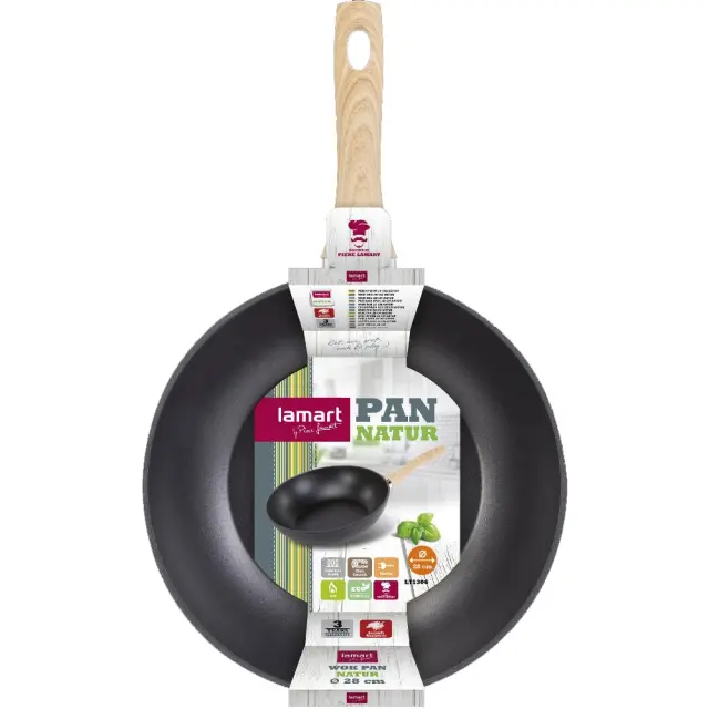 Τηγάνι Wok NATUR Αντικολλητικό Αλουμινίο 28cm Lamart LT1306 Μαύρο 2