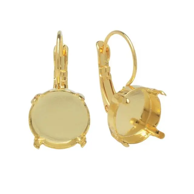 Σκουλαρίκι με Καστόνι για Swarovski 1122 10mm - Gold Plated - 2τεμ
