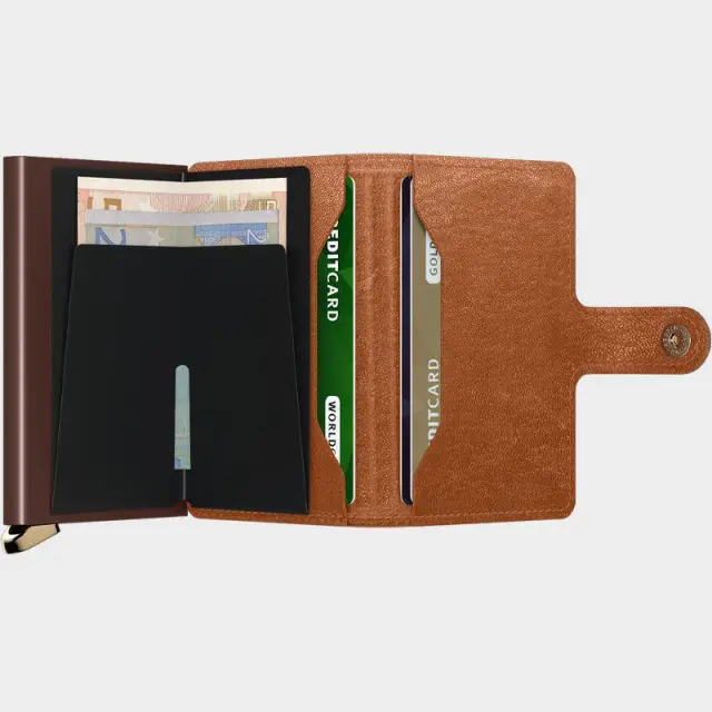 Δερμάτινο Πορτοφόλι Secrid Miniwallet Emboss Lines Cognac Ταμπά - ONESIZE 3