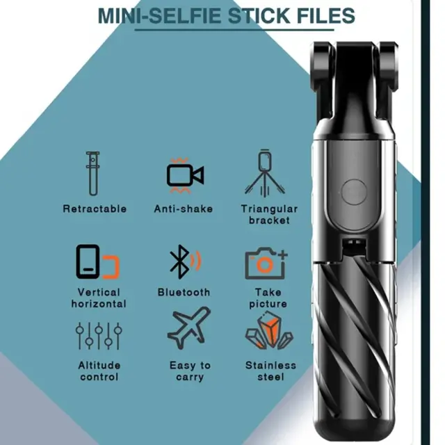 Techsuit® (K03) Mini Selfie Stick με Τρίποδο 70cm- Black 2