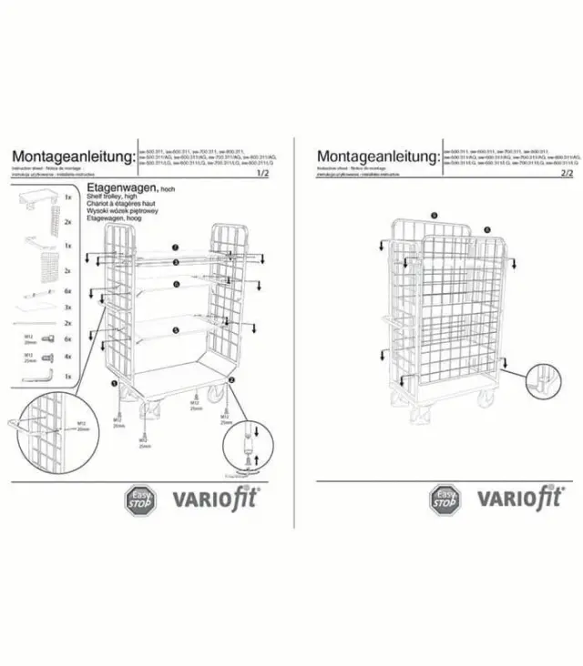 Variofit sw-500.311/AG Τρόλεϊ Μεταφοράς 4 Επιπέδων για Φορτίο Βάρους ως 400kg 2