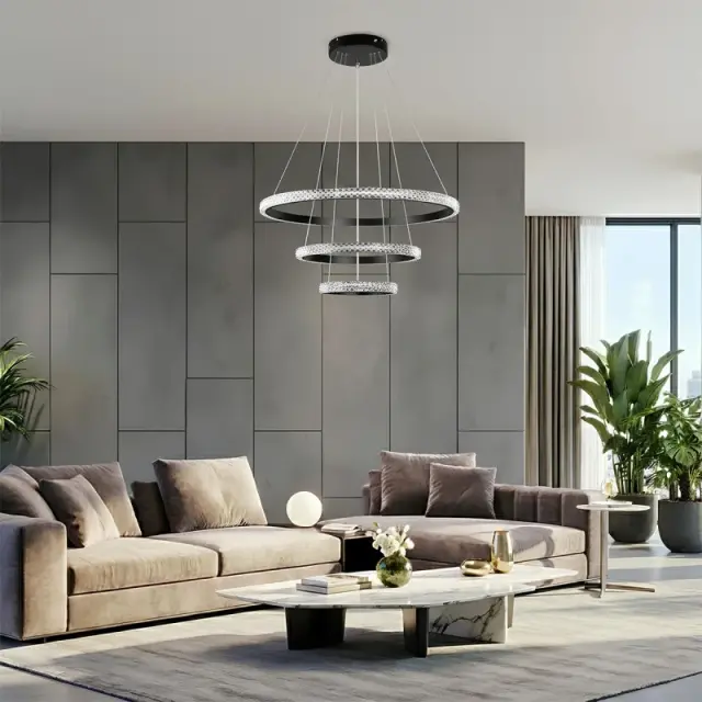 DIAMOND Κρεμαστό Φωτιστικό Οροφής LED 100W CCT με Χειριστήριο Μαύρο KLV-101-0237 2