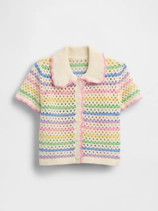 Βρεφική & Νηπιακή Crochet Ζακέτα με Γιακά Rainbow