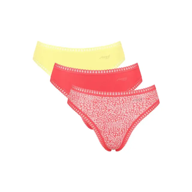Sloggi Γυναικείο Slip GO Crush High Leg - Τριπλό Πακέτο, Χρώμα Yellow-Coral-Coral Print