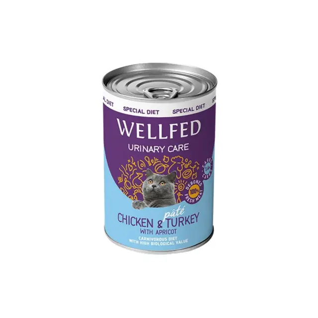 Wellfed Cat Urinary Care Κοτόπουλο & Γαλοπούλα με Βερίκοκο 400gr Μονόχρωμο