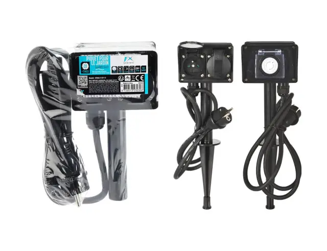 Πολύμπριζο Κήπου Fx Control με 2 υποδοχές schuko, χρονοδιακόπτη, καλώδιο 1.5m - Mαύρο K15100090