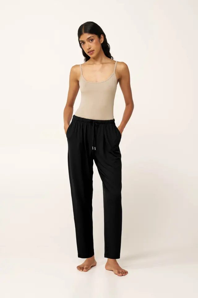Γυναικείο Tapered Viscose Παντελόνι Vamp 24822 BLACK
