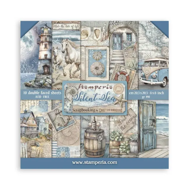 Χαρτιά scrapbooking 10τεμ, 20.3×20.3cm Stamperia, Silent Sea