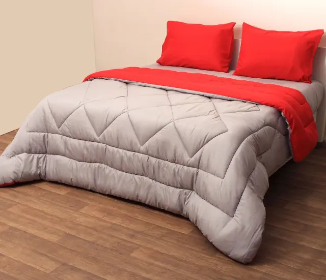 Πάπλωμα 220Χ240 Υπέρδιπλο Microfiber Viopros Γκρι-Κόκκινο