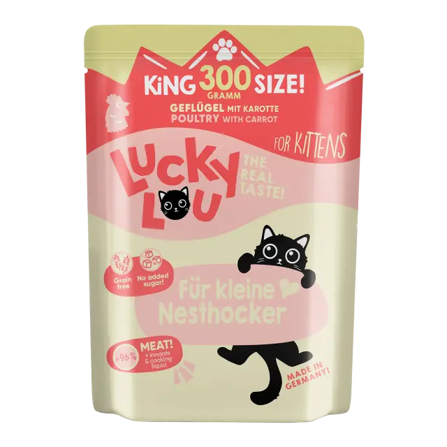 Lucky Lou LifeStage Kitten Πουλερικά (με Καρότο)Grain Free – GMO Free – Sugar Free 300gr 2