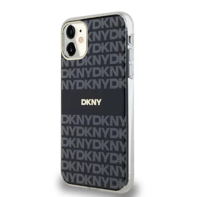 DKNY PC/TPU Repeat Pattern Tonal Stripe Magsafe Case for iPhone 11 Black 3