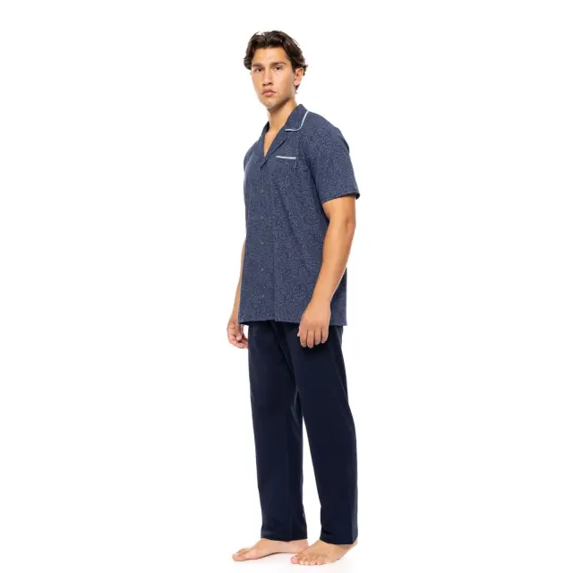 Ανδρική Πυτζάμα με κουμπιά S-M571 Deep Blue Τύπος Ulisse - L 2