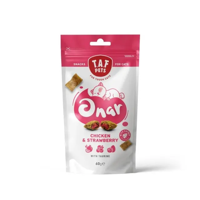 Taf Pets Onar Λιχουδιά Γάτας Σνακ με Κοτόπουλο και Φράουλα 60gr