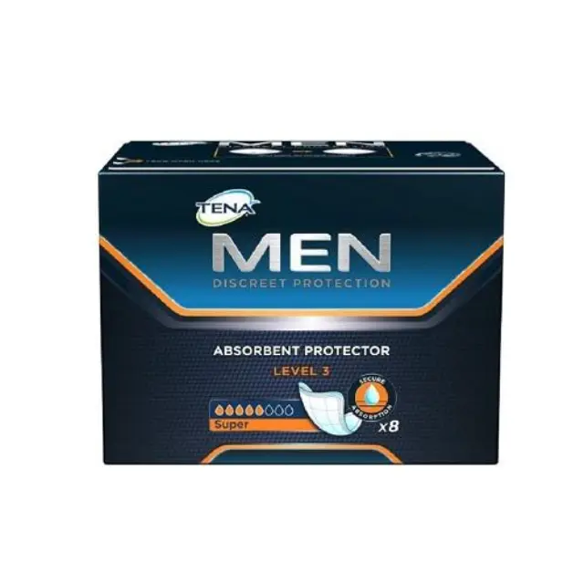 Tena Men Absorbent Protector Level 3 Super Ανδρικά Επιθέματα Μέτριας έως Βαριάς Ακράτειας, 8τμχ