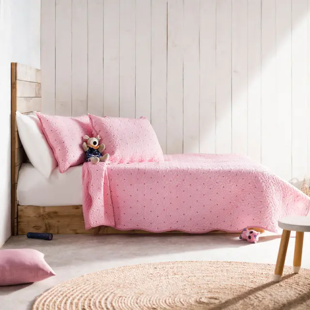 Σετ Κουβρλί 160X220cm + 1 μαξ/θήκη GOFIS HOME Pindot Ροζ/Φουξ 526/17