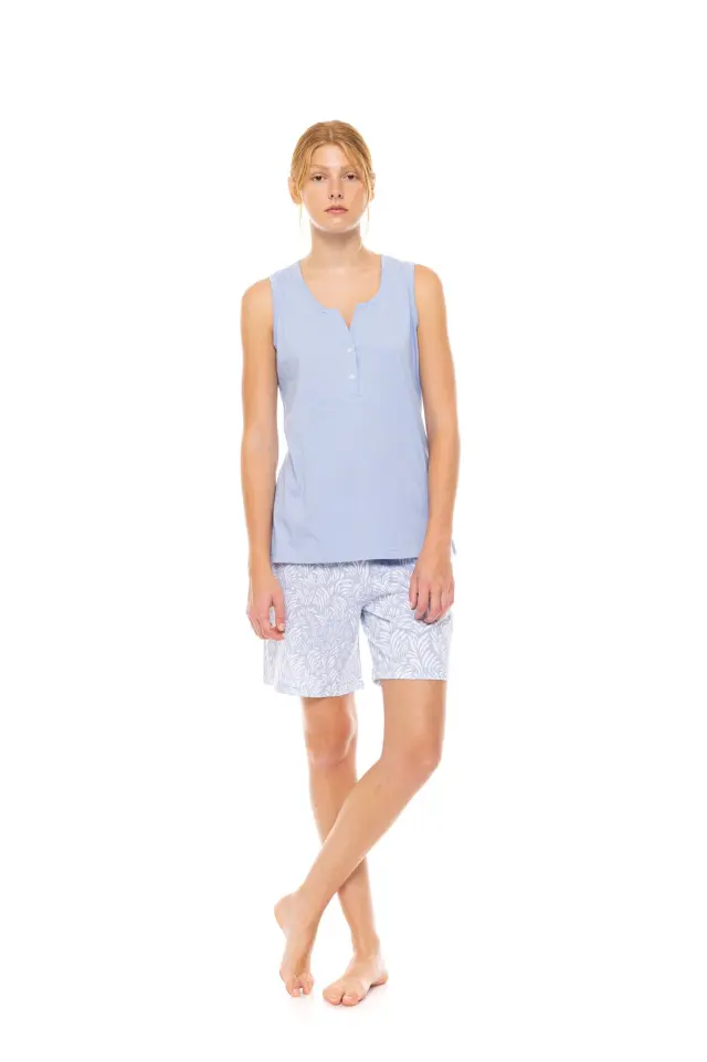 S1497 - Type - PYJAMA SHORTS ICE BLUE FLEUR 2