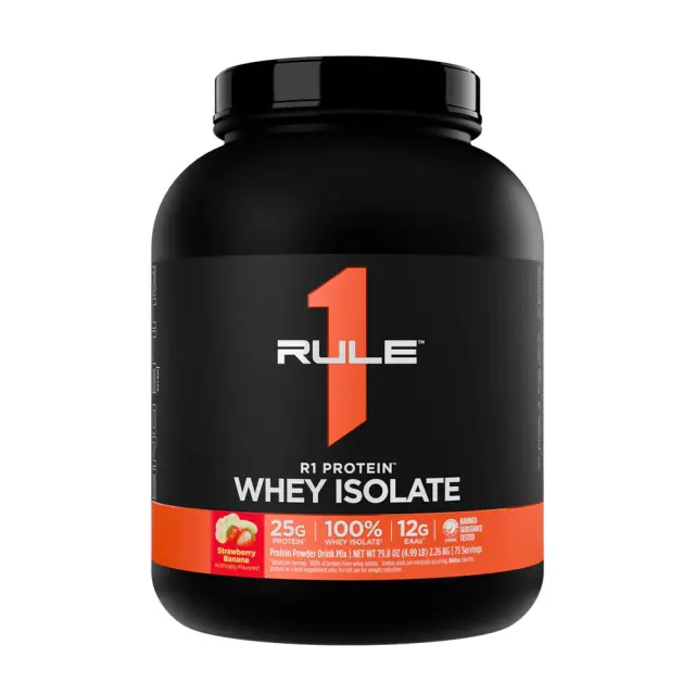 Rule1 R1 Protein Whey Isolate Strawberry Banana, 5 lbs