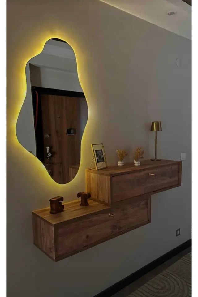 Stewehome Διακοσμητικός καθρέφτης LED με ασύρματη λειτουργία Κίτρινο 100x55 cm 3