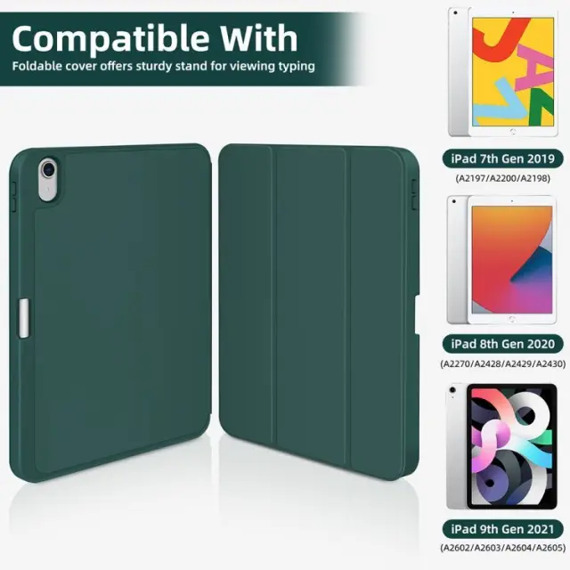 Θήκη 3-Fold Smart Leather με Pen Slot για iPad 10.9"/ iPad 11 2025 -Σκούρο Πράσινο OEM 3