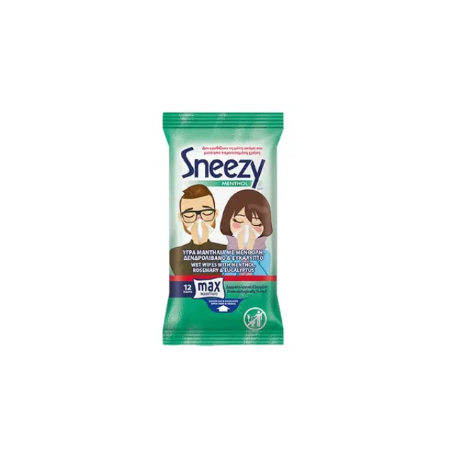 Sneezy Υγρά Μαντηλάκια για Ανακούφιση από το Κρυολόγημα 12pcs